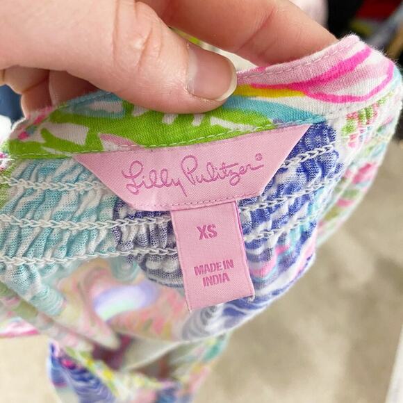Lilly Pulitzer Multicolor Printed Sleeveless Top V-Neck 100% Cotton Size XS EUC - Picture 5 of 8